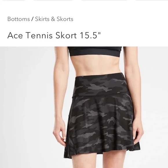 ATHLETA Ace Tennis Skort 15.5" Printed Black Camo Size S GUC Tenniscore - Picture 16 of 16